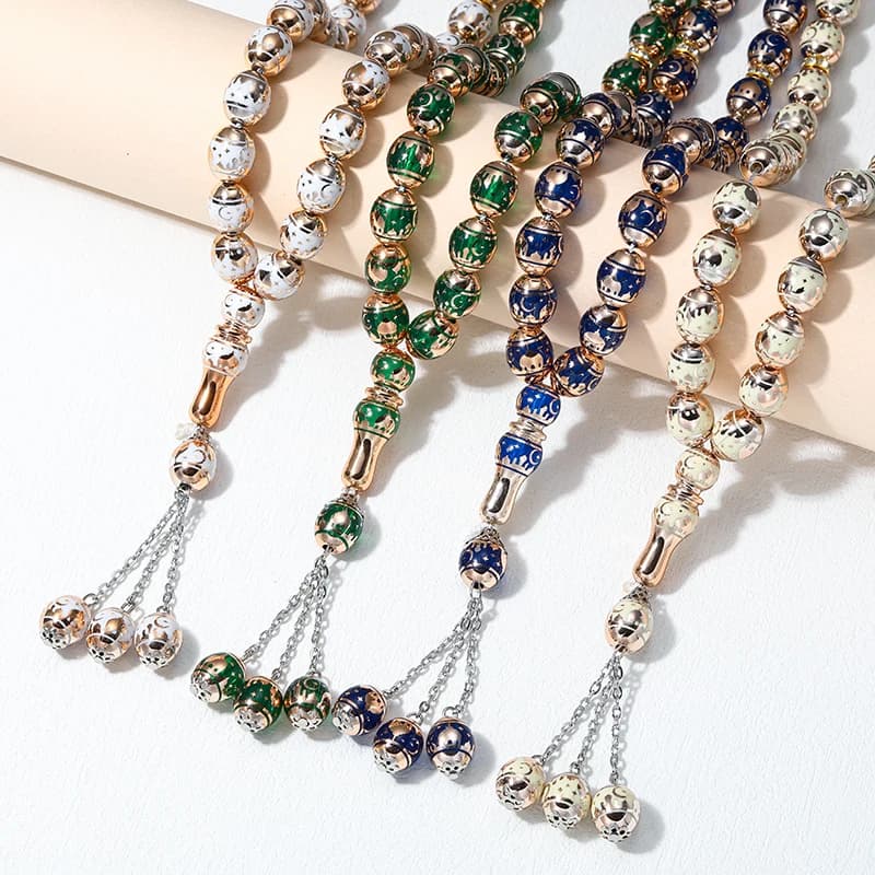 تسبيح سبحة صلاة الإسورة الإسلام مسلم سبحة صلاة تسبيح مكافحة زنكور حبات المسبحة Masbaha التأمل أساور للنساء الرجال