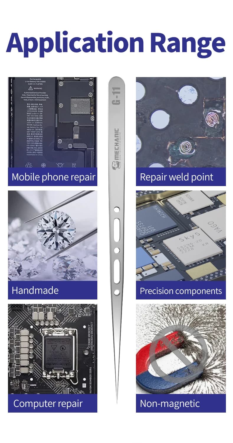 【ميكانيكي】G11 G15New ملاقط مضادة للمغناطيسية عالية الصلابة لإصلاح الهاتف المحمول سلك الذبابة اللوحة الأم BGA لقط أداة دقيقة - 3