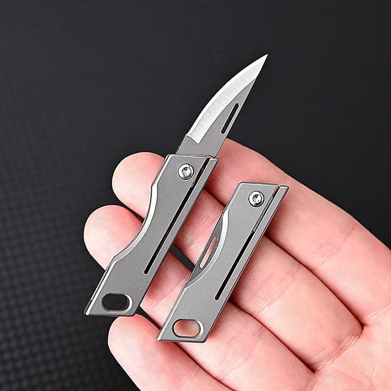 Mini Titanium Alloy Folding Knife Outdoor Camping Portable Keychain Open Box Pocket Knife Gift EDC Tool