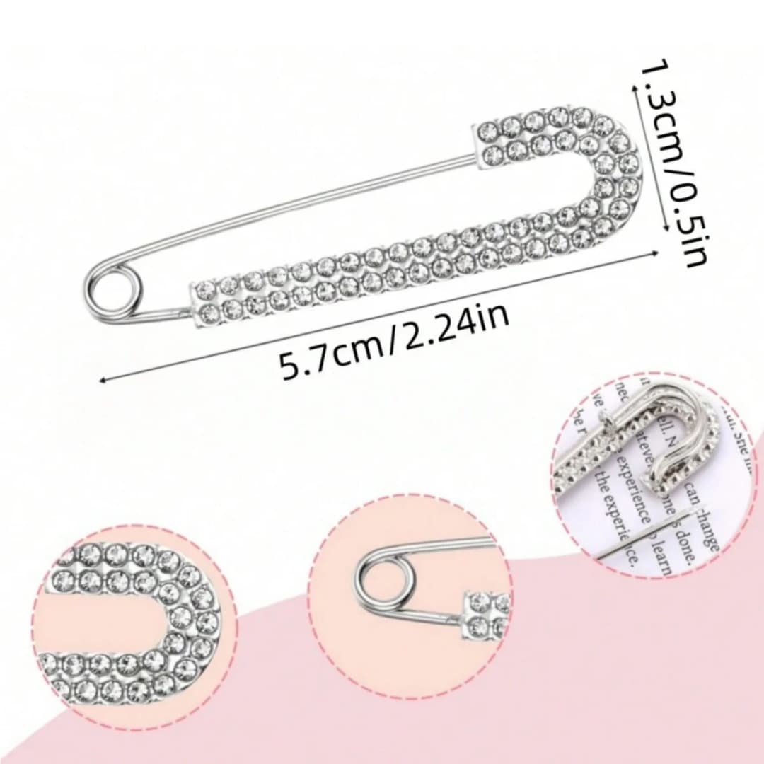 دبابيس فاخرة أنيقة بلون الذهب، كريستال زركون، دبابيس أمان، دبوس معدني، مشبك للوشاح والشال والجينز، اكسسوارات موضة للنساء - 3