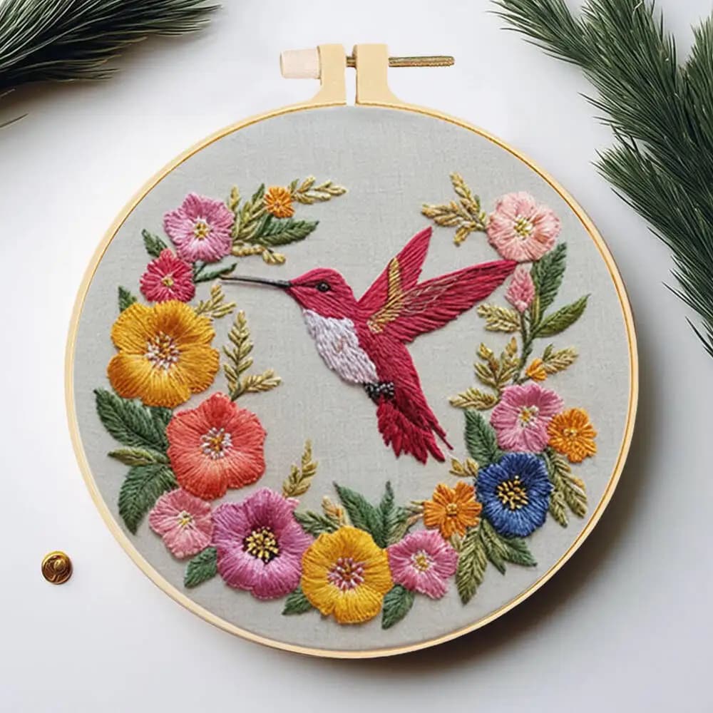 1 قطعة لوازم تطريز يدوية DIY - نمط حيوانات (فراشة، طيور، نحل، قطة) - عدة تطريز للمبتدئين - هدية حرفية فريدة - 5