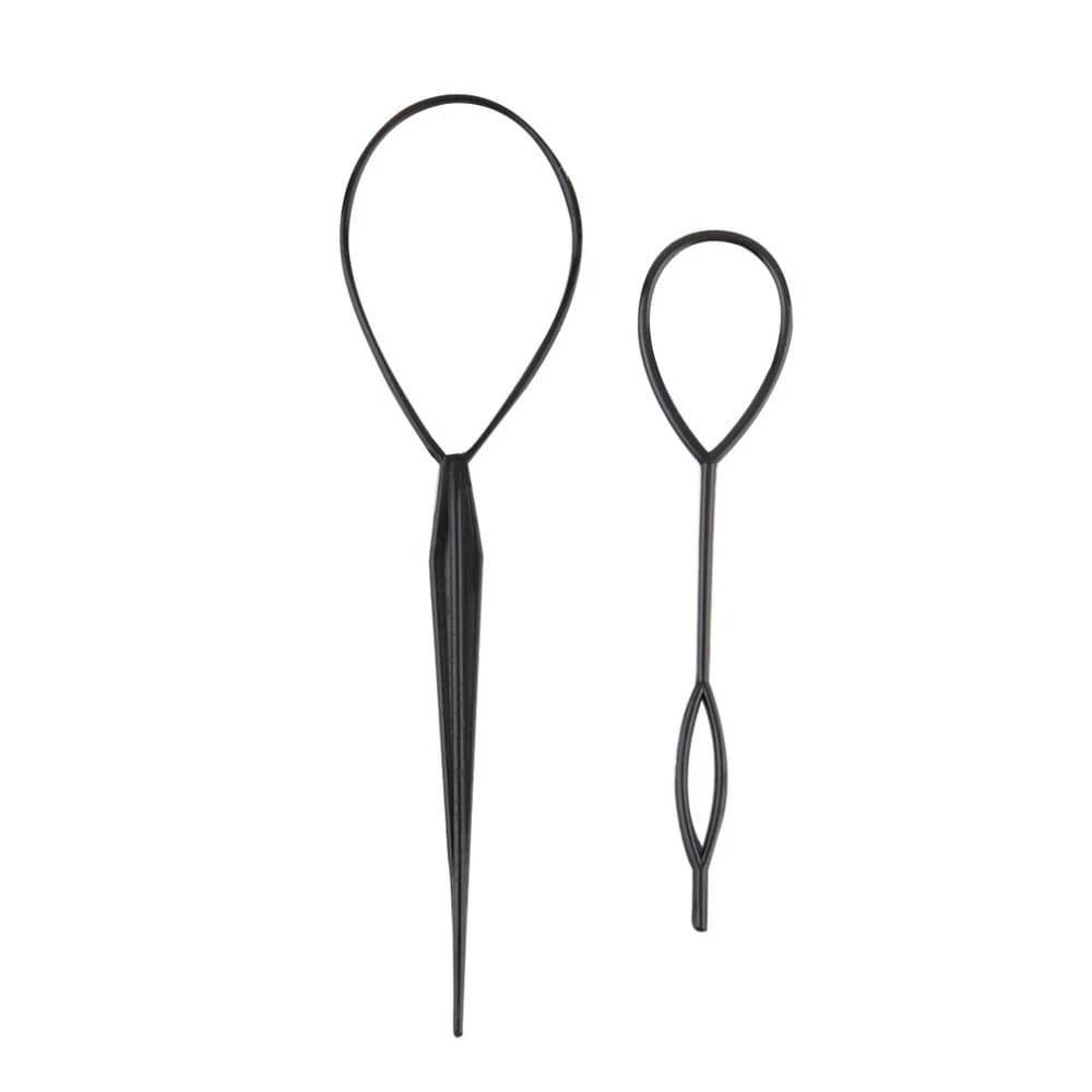 1set(2pcs) Ponytail Plastic Loop Styling Tools Simple Magic Hair Twist Styling Clip Braider Tools Black Bun Hairstyle Maker - 4