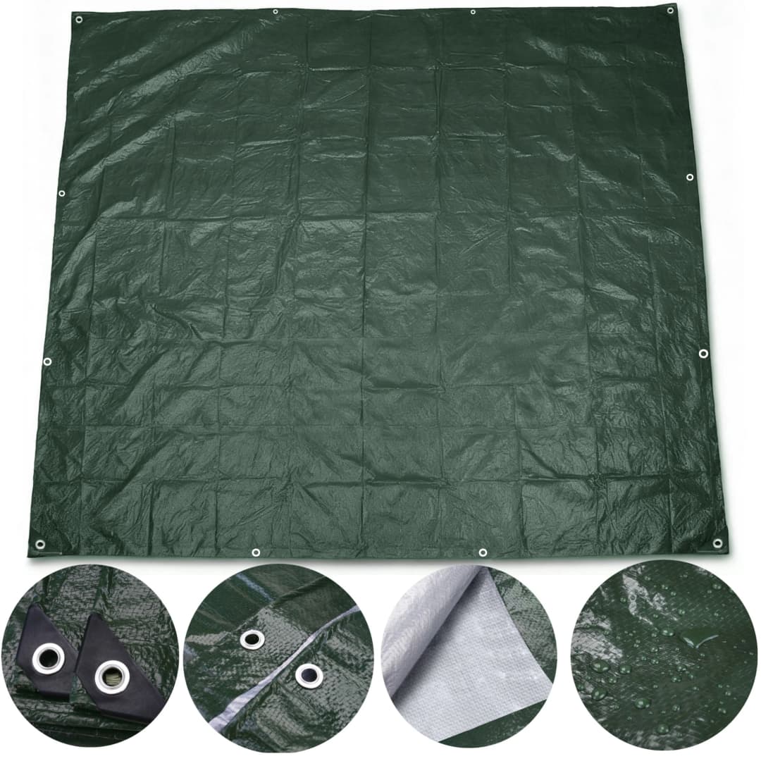 غطاء قماشي ثقيل مقاوم للماء والأشعة فوق البنفسجية مع حلقات لأثاث الفناء والسيارات والمخيمات وحماية من المطر