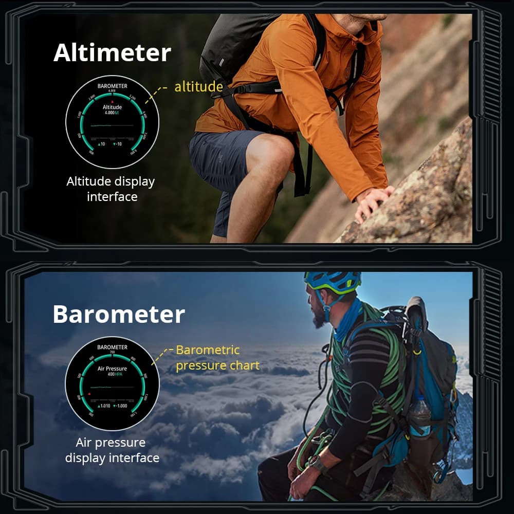 ساعة ذكية كولمي V76 جي بي اس 2025 بشاشة 1.43 بوصة اموليد فائقة، بوصلة مدمجة، مقياس الارتفاع، مكالمات بلوتوث، بطارية 500 مللي أمبير في الساعة - 3