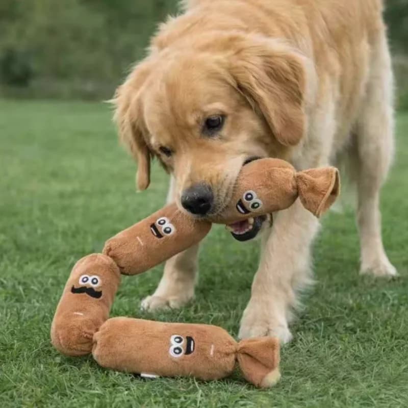 Durable Dog Plush Chew Toy Squeak Chewable Molar Simulated Sausage with BB Sound Teeth Cleaning Bite-Resistant for Puppies - 6