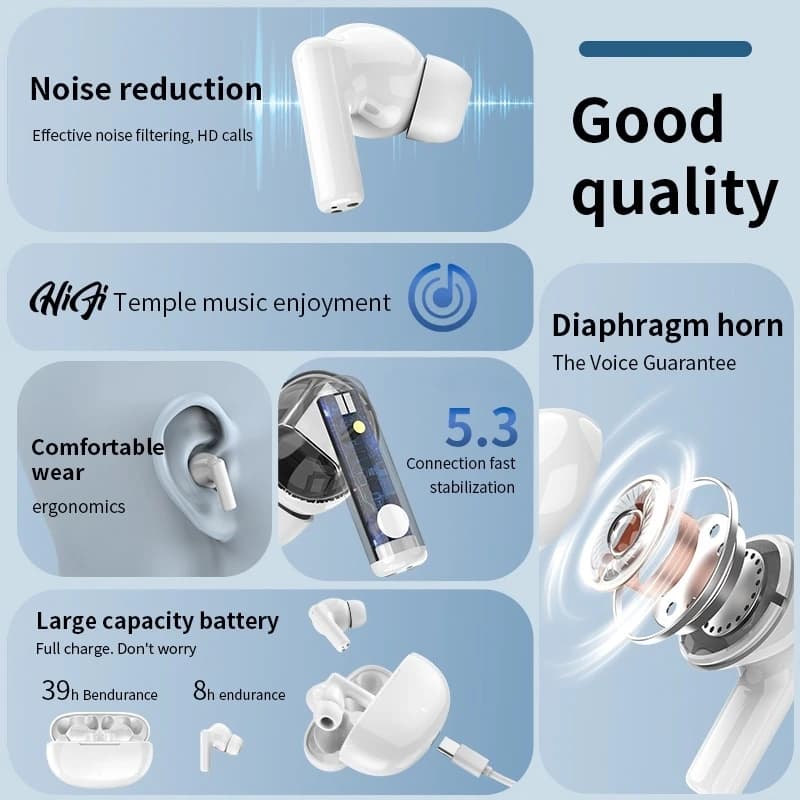 Wireless Bluetooth headset TWS headset with microphone stereo sports in-ear headset touch long standby for all smartphones - 4