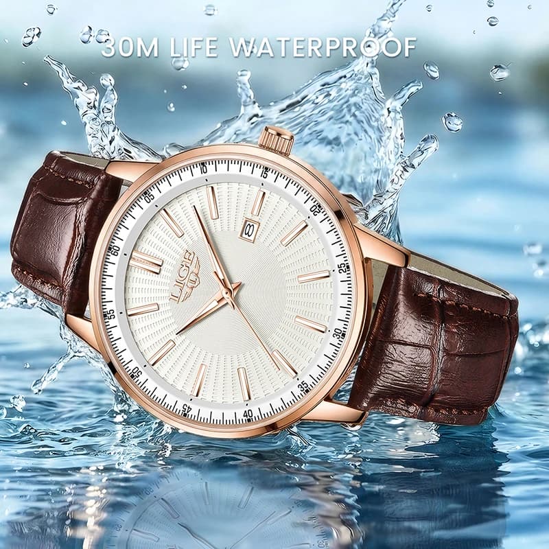 LIGE New Men Watch Fashion Brown Leather Quartz Watches For Men Outdoor Sports Waterproof Luminous Chronograph Relogio Masculino - 2
