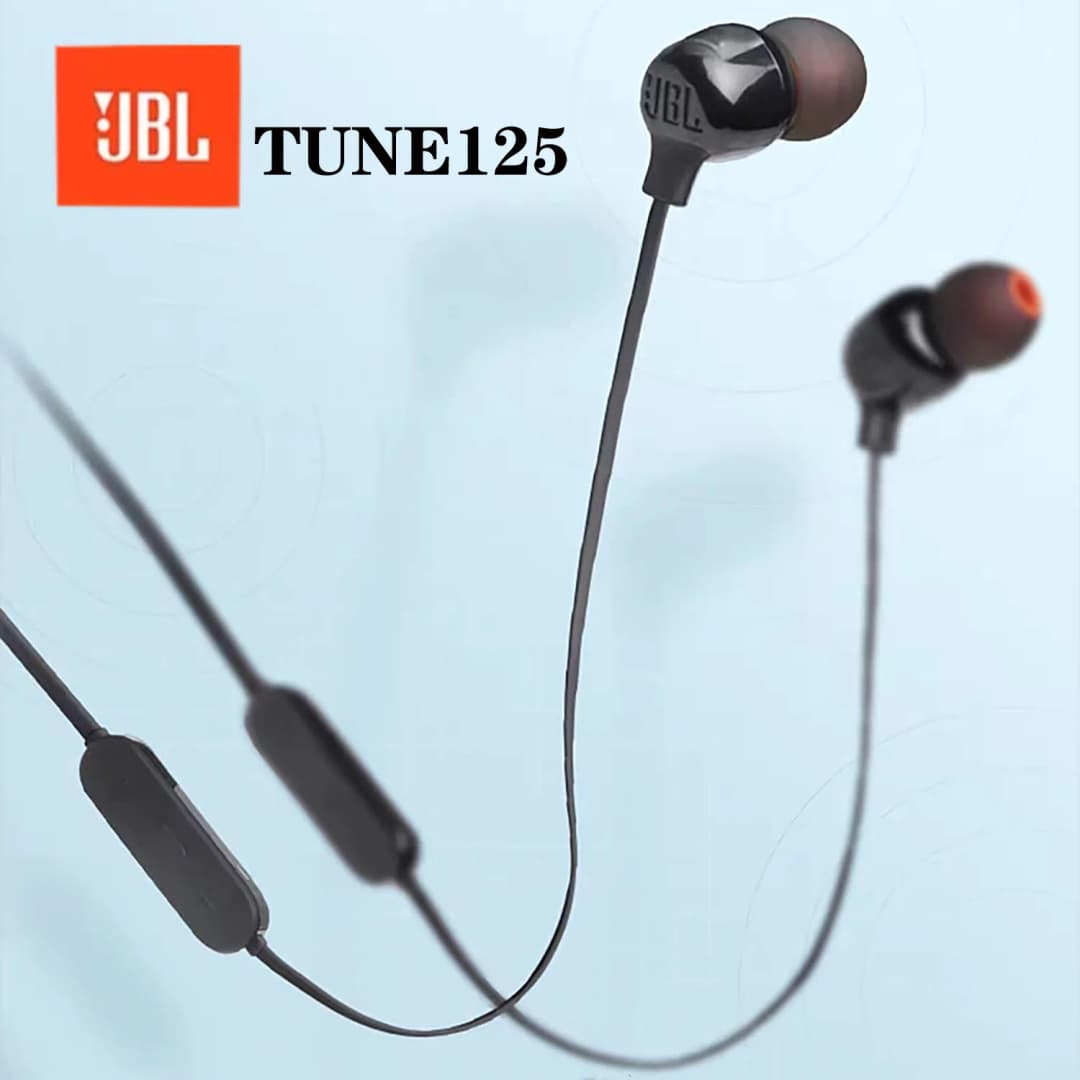 سماعات رأس بلوتوث لاسلكية معتمدة رسمياً من JBL T125، سماعات رياضية شبه داخل الأذن مع ميزة إلغاء الضوضاء ومكالمات ومغناطيسية