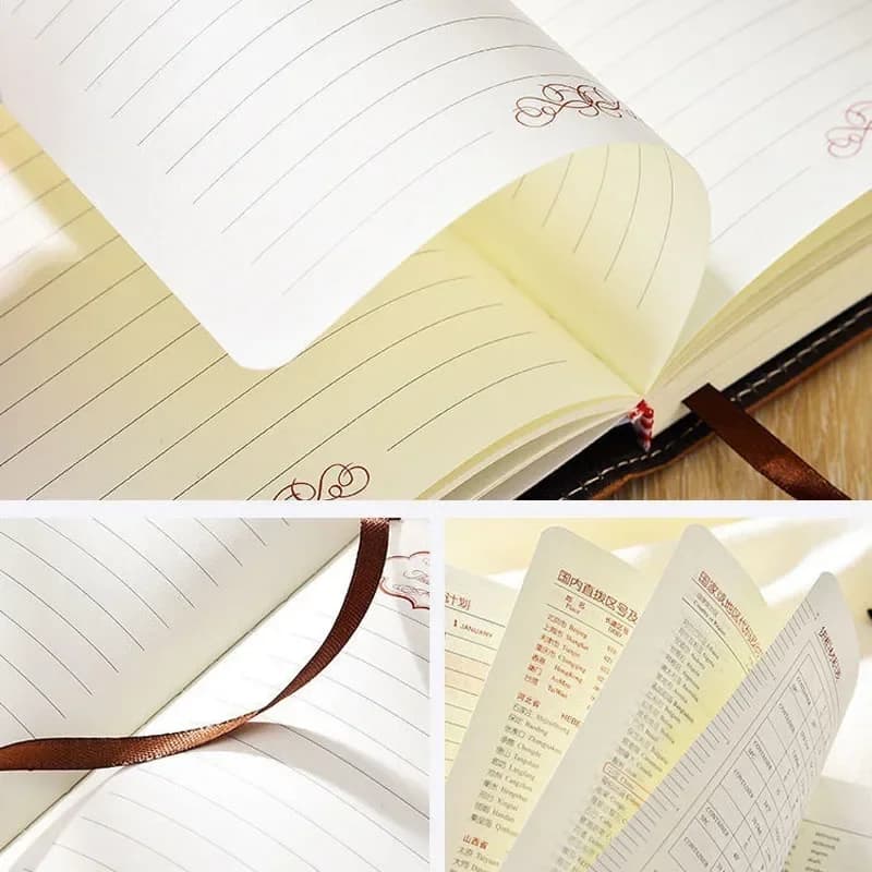 A5 200 Pages Retro Password Book with Lock Diary Thickened Creative Hand Ledger Student Notepad Stationery Notebook Binder - 6