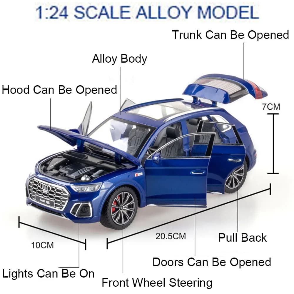 1:24 ES300H Q5 Car Toy Models Alloy Diecast Sound Light Doors Opened Exquisite Interior Shock Absorption Birthday Gifts for Boys - 6