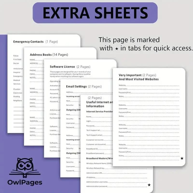 دفتر حفظ كلمات المرور - تنظيم وتخزين كلمات المرور أبجدياً مع صفحات مسطرة، مثالي للمنزل والمكتب - 4