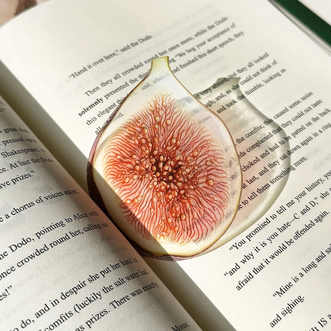 علامة كتاب أكريليك فواكه لطيفة، شفافة ناقلة للضوء، تصاميم بطيخ وبرتقال وعنب لهدايا القراءة - ستايل كاواي - 3