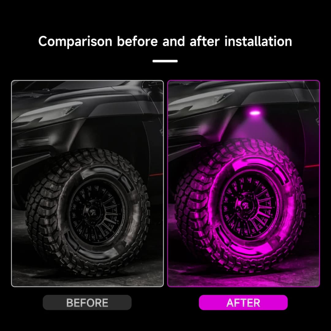 4 قطع إضاءة هيكل سيارة للشاحنات، إضاءة LED صخرية لسيارات البيك أب والطرق الوعرة والجيب والسيارات الرياضية متعددة الاستخدامات والمركبات الرباعية والمركبات الجانبية - 2