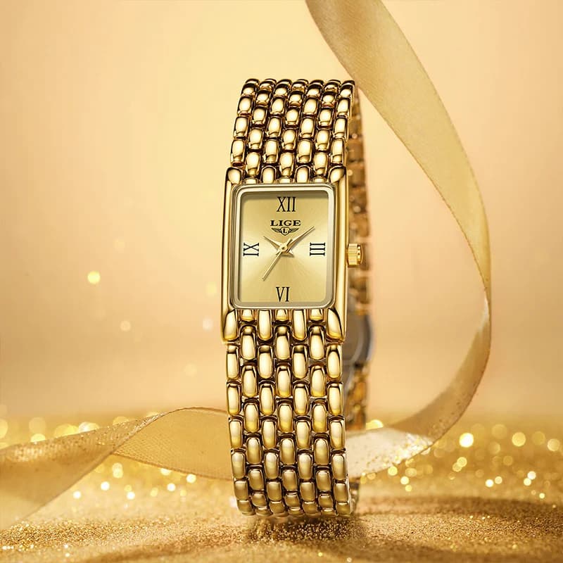 LIGE Luxury Square Ladies Watches Waterpoof Stainless Steel Quartz Wristwatches Fashion Classic Business Gift Watches For Woman - 3