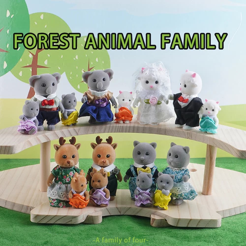 مجموعة لعب عائلة الغابات، رنة، أرنب، باندا، هدية عيد الميلاد للأطفال - 3