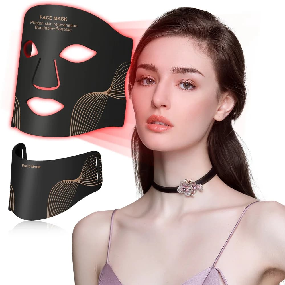 7 Color LED Face Mask with Neck Wireless Portable Red Light Therapy for Anti-Aging, Wrinkles, Skin Rejuvenation, Home Use