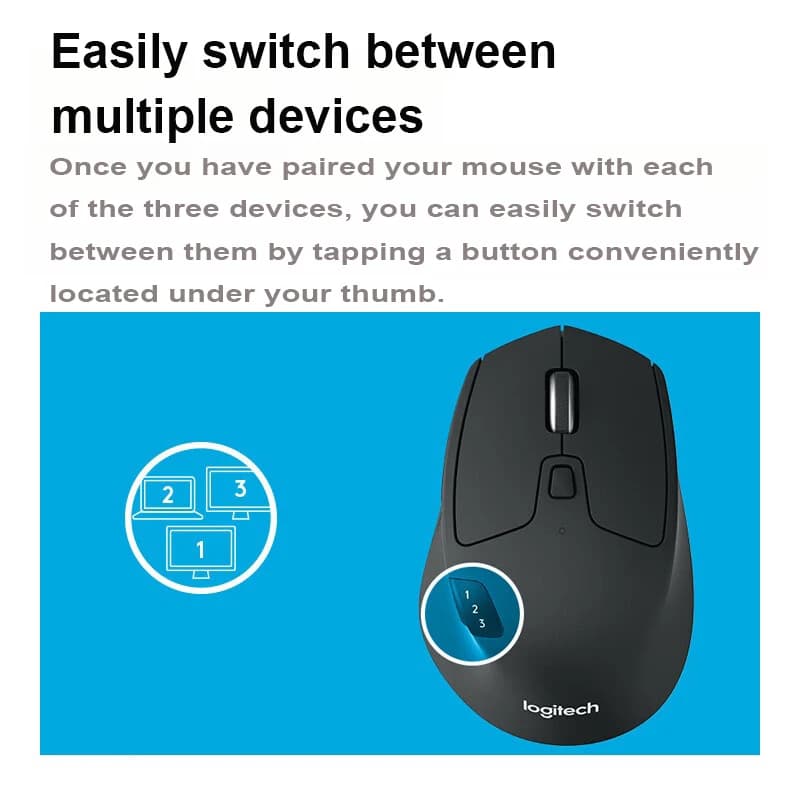 Logitech M720 Wireless Bluetooth Mouse - Office Mouse - Bluetooth Dual-mode Wireless Mouse - 2