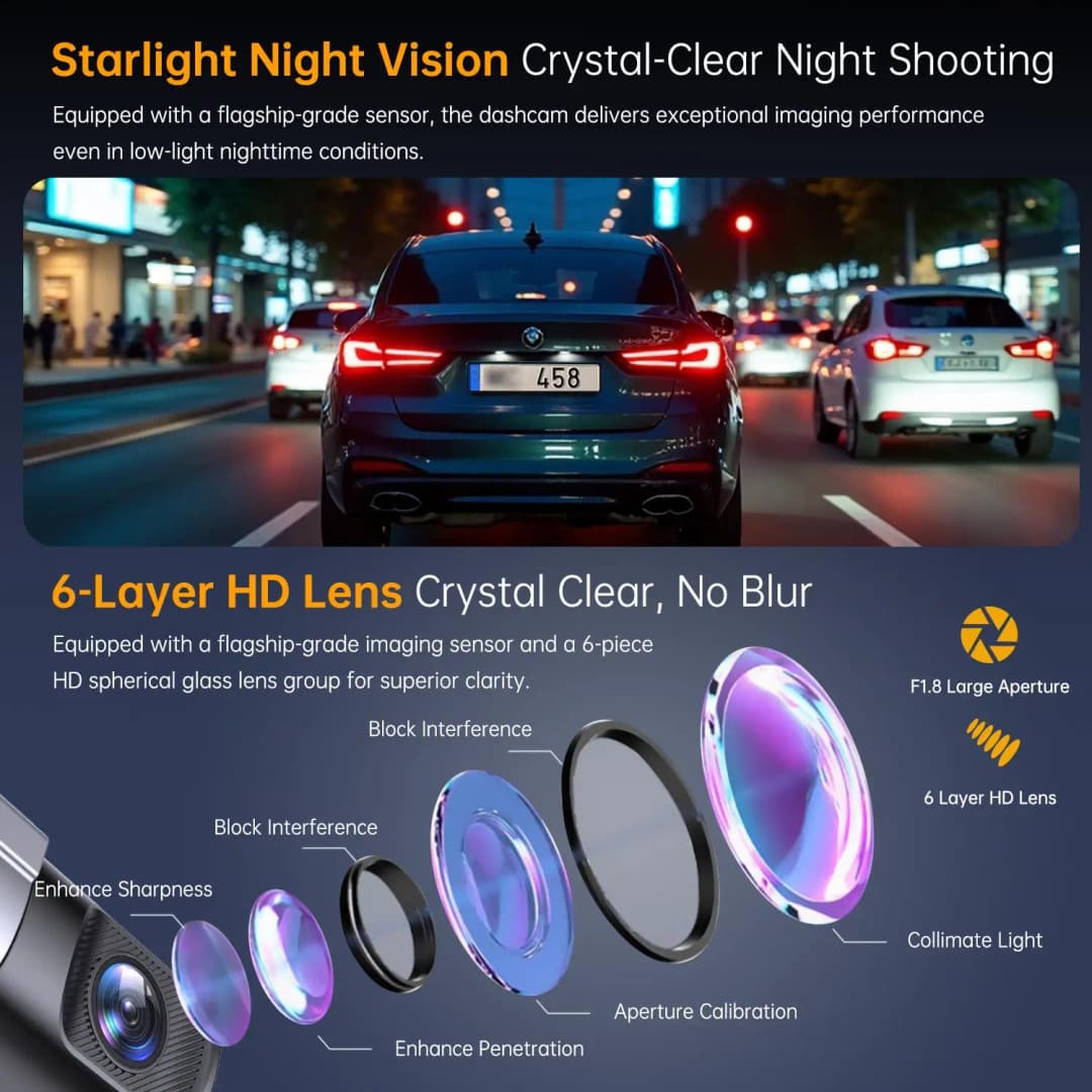 كاميرا داش كام 1080 بكسل مع رؤية ليلية كاميرا داش كام مخفية صغيرة على مدار 24 ساعة لمراقبة ركن السيارة وتسجيل مستشعر الجاذبية والتحكم في التطبيق - 3