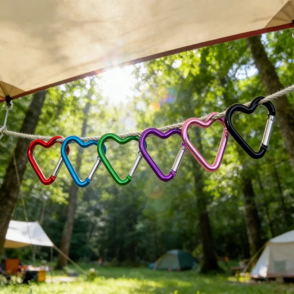 سلسلة مفاتيح على شكل قلب من سبائك الألمنيوم عالية الجودة، مشبك خطاف سريع للتخييم والمشي لمسافات طويلة، مشبك متعدد الأغراض، اكسسوارات بالجملة - 2