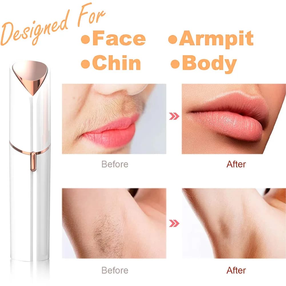 Face Shaver and Eyebrow Trimmer Rechargeable Lips Body Facial Hair Remover Women Electric Portable Waterproof 3D-Floating Blade - 4