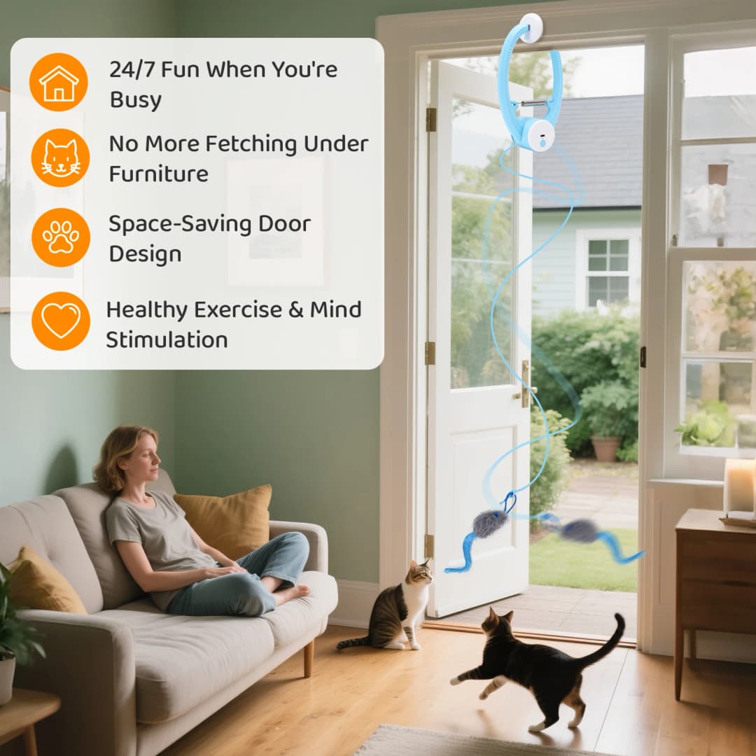لعبة قطط تفاعلية أوتوماتيكية، قابلة لإعادة الشحن عبر USB، عصا ريش فراشة للتحفيز الداخلي - 2
