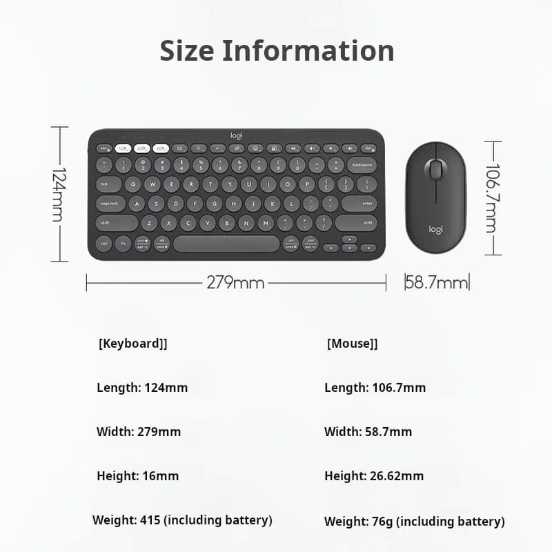 Logitech Original PEBBLE 2 COMBO Wireless Keyboard Mouse Combo K380 Bluetooth Ultra-thin Portable Office Set - 6