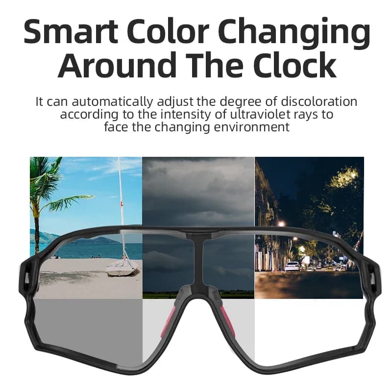 ROCKBROS Photochromic Cycling Glasses UV400 Sunglasses Outdoor Sport Bicycle Eyewear MTB Racing Lightweight Flexible Goggles - 2