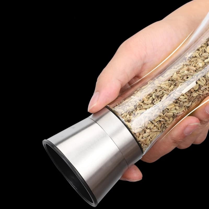180/200ML Black Pepper Grinder with Stainless Steel Mill Manual Spice Glass Salt and Pepper Grinder Machine for Household - 2