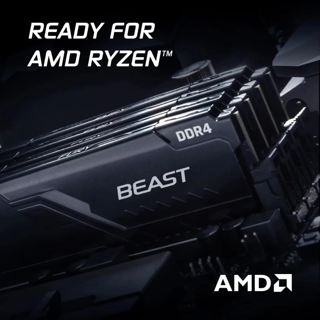 ذاكرة رام كينجستون فيوري بيست DDR4 بسعة 8 جيجابايت و16 جيجابايت و32 جيجابايت بتردد 3600 و3200 ميجاهرتز للكمبيوتر الشخصي مع مشتت حراري 288Pin XMP2.0 متوافقة مع لوحات أم AMD أو INTEL - 4