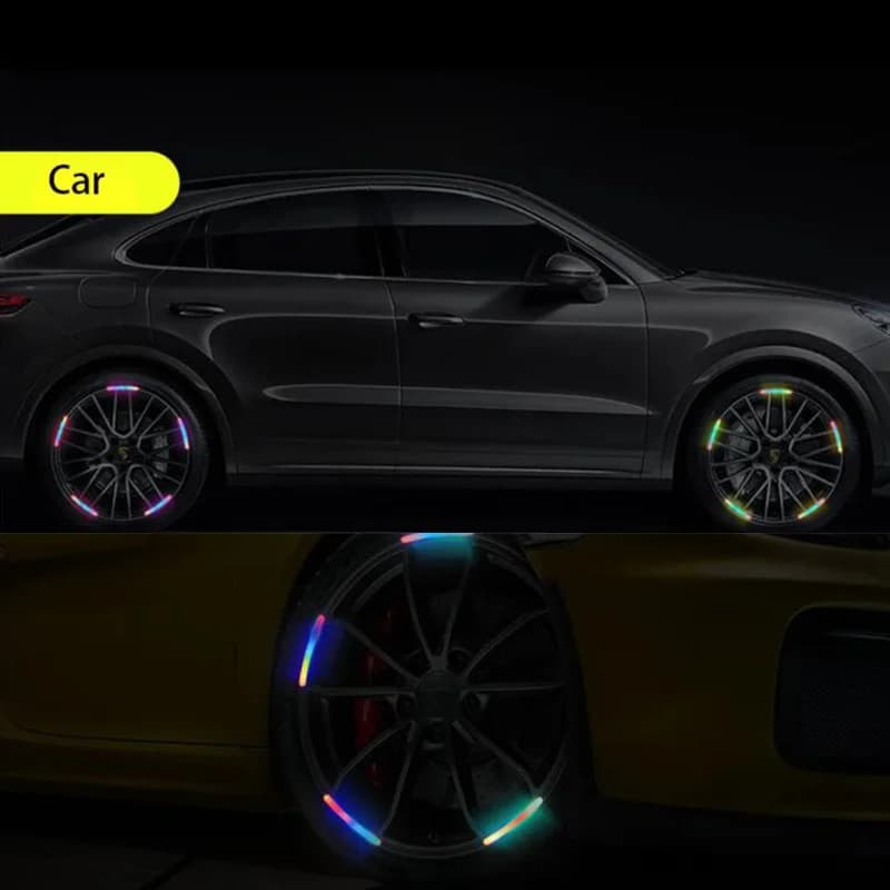 Anti-Collision Reflective Warning Stickers For Car Motorcycle, Bicycle Wheels, Seven-Color Laser Car Decoration Accessories - 3