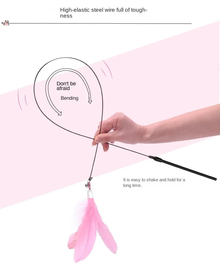 لعبة قطط عصا مداعبة مع جرس عصا ممتدة كوب شفط ذاتي عالي ومتين أداة مداعبة تفاعلية لعبة قطط - 6