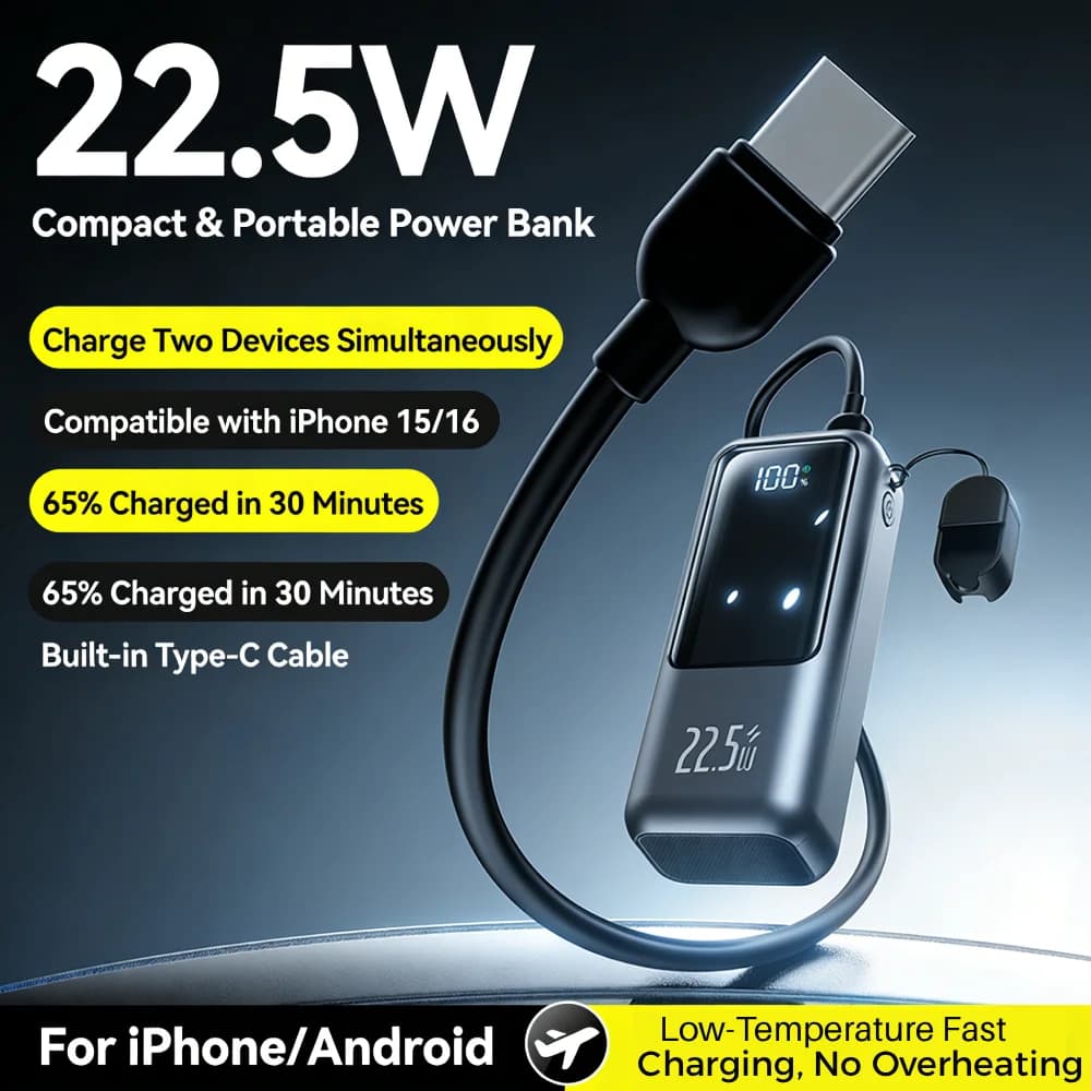 Fast Charging Mini Power Bank 10000mAh Portable External Battery PD22.5W Bidirectional Charger For Samsung iPhone Xiaomi - 2
