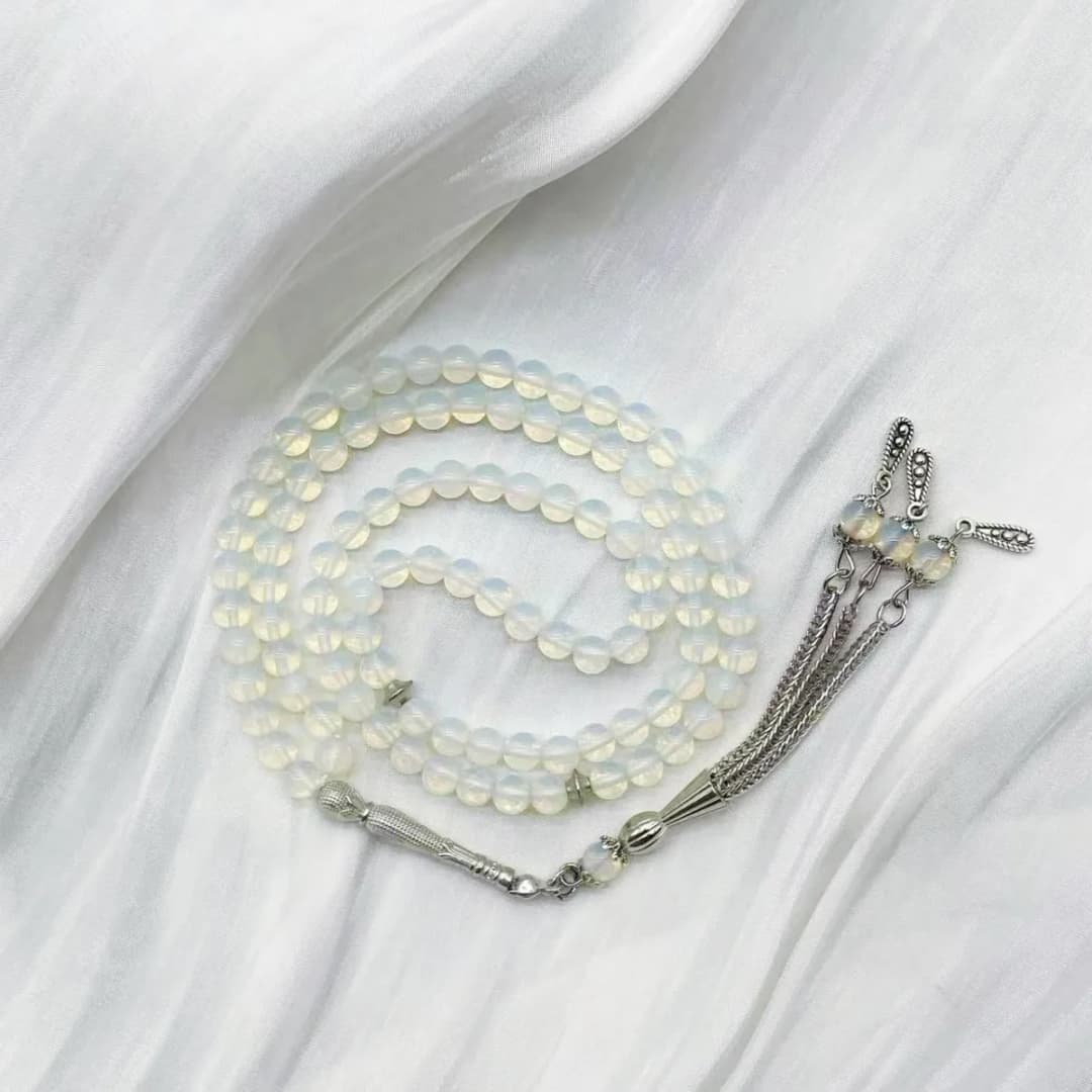 Handmade Glass Tasbih | Muslim Prayer Beads with Elegant Tassel | Daily Use Islamic Rosary & Fashion Spiritual Bracelet - 3