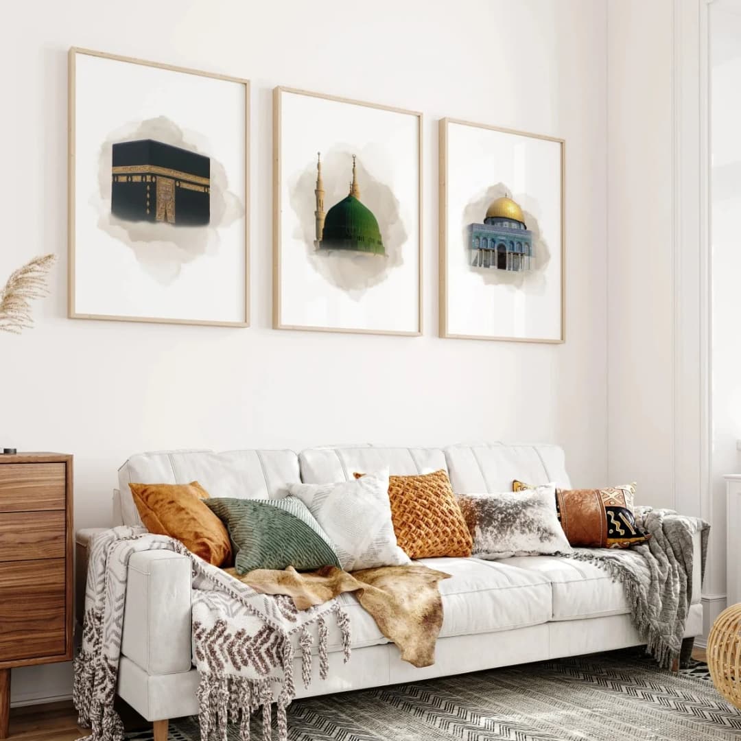 1/3pcs Islamic Dome of The Rock Canvas Print Poster Modern Abstract Ramadan Muslim Art Prints Bedroom Wall Art Home Decor - 3
