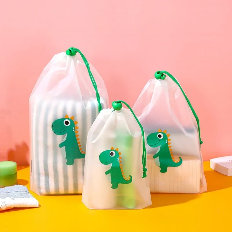 1 قطعة حقيبة تخزين الرباط الشفاف الملابس الداخلية الأحذية المنظم الحقيبة السفر مستلزمات التجميل الكرتون حقيبة التخزين