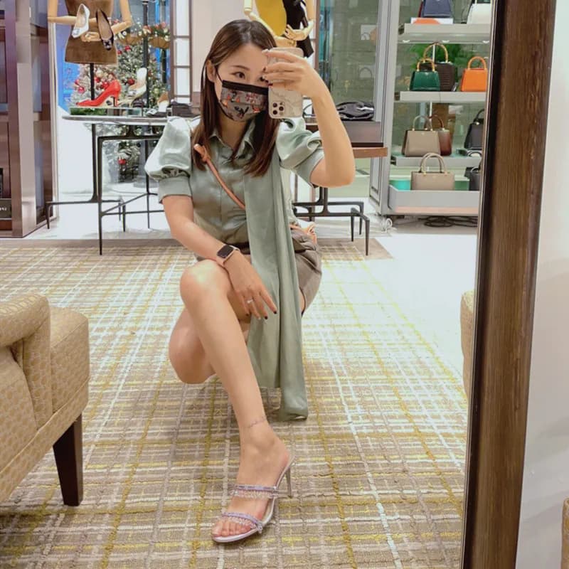 2025 Summer New Sexy Women Sandals Thin Heel Rhinestone High Heels Open Toe Backless Slippers Fairy Style - 4
