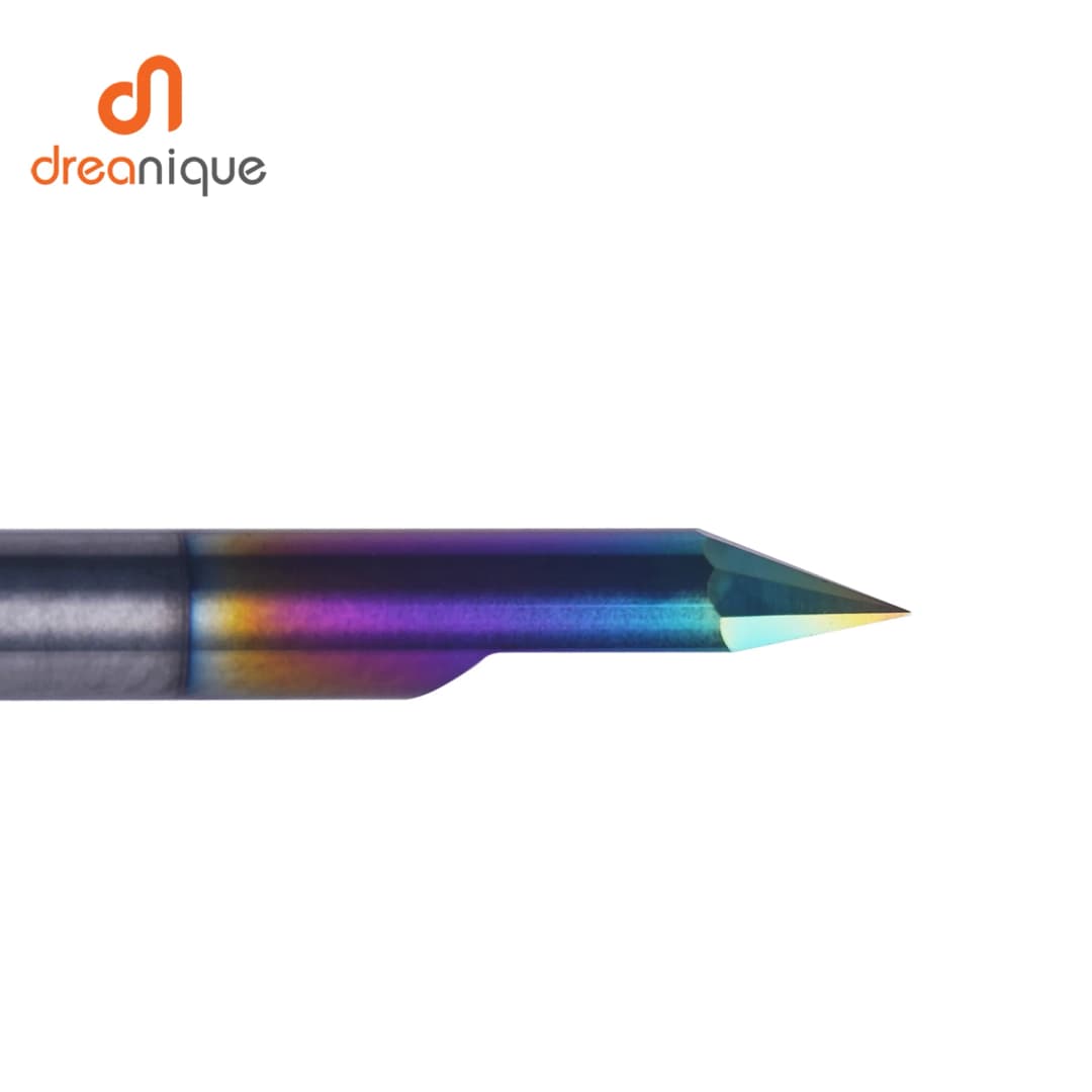 قطعة نقش لوحة دارات مطبوعة من كربيد القاع المسطح من Dreanique 1 قطعة ساق 3.175 مم مطلية بطبقة DLC بزاوية 30 و60 و90 درجة طرف 0.1 و0.2 و0.3 مم أداة قطعة أخدود على شكل V - 5