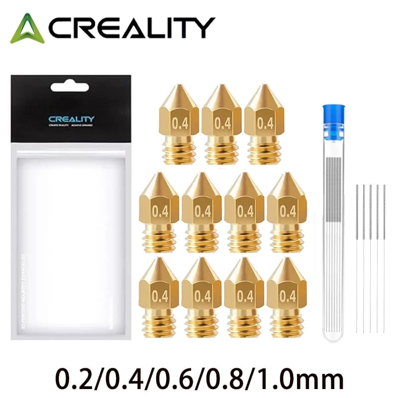 10 قطع فوهات Creality الرسمية 0.4 مم فوهات طارد MK8 مع منظف إبر لـ Ender 3/3 Pro/3 V2، Ender 5/5 Pro، CR-10
