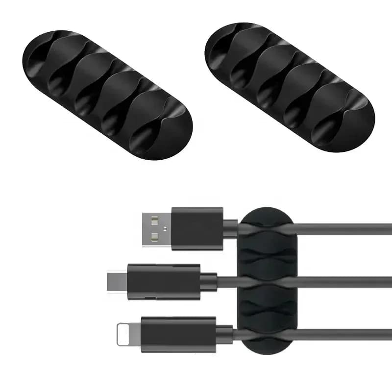 Cable Cord Wire Organizer Silicone USB Cable Winder Management Clips Self Adhesive for Mouse Keyboard Headset For iPhone Huawei - 3