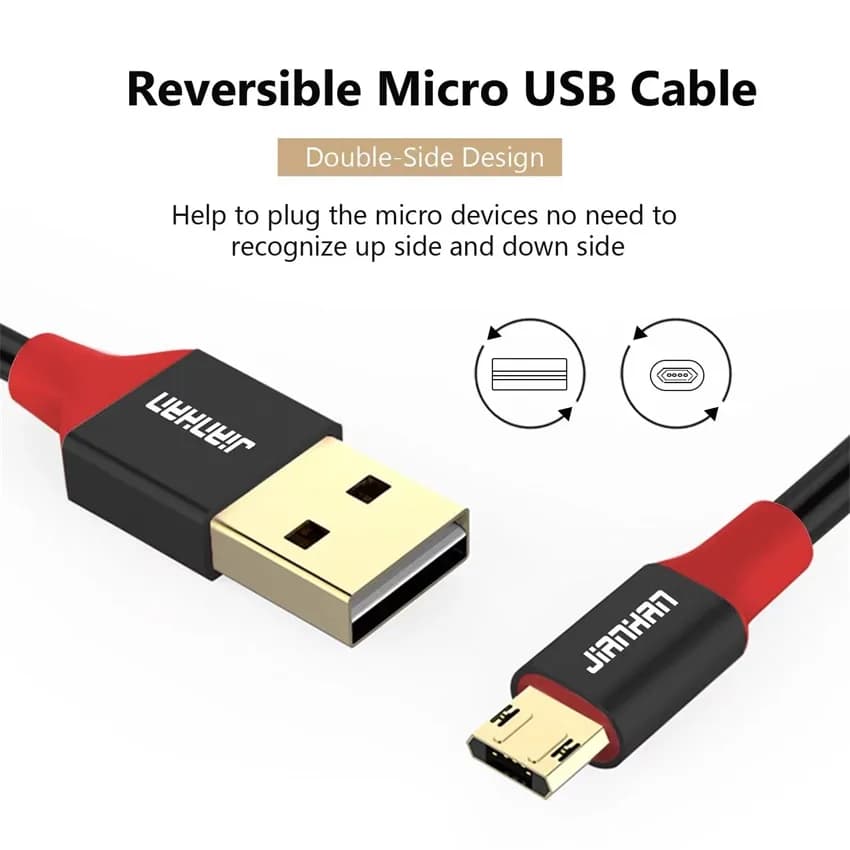 JianHan Micro USB Cable Reversible 3A Fast Charging for Samsung Xiaomi HTC LG Andriod USB Charger Data Cable Mobile Phone Cable - 5