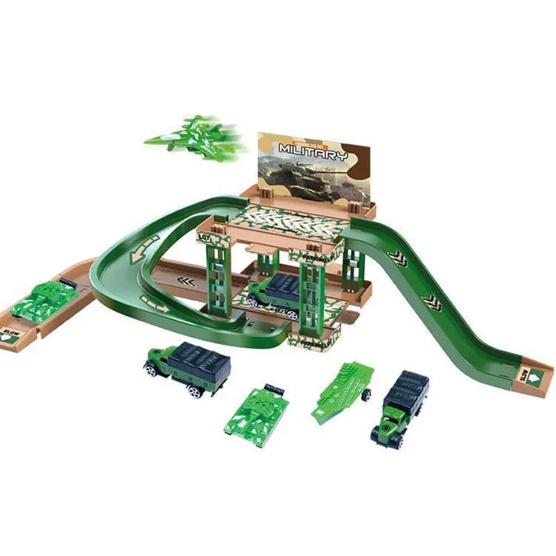 Kid Rail Parking Lot Toys Dinosaur Car Parking Building Model Simulation Fire Police Engineering Vehicle Toy Boys Birthday Gifts - 3