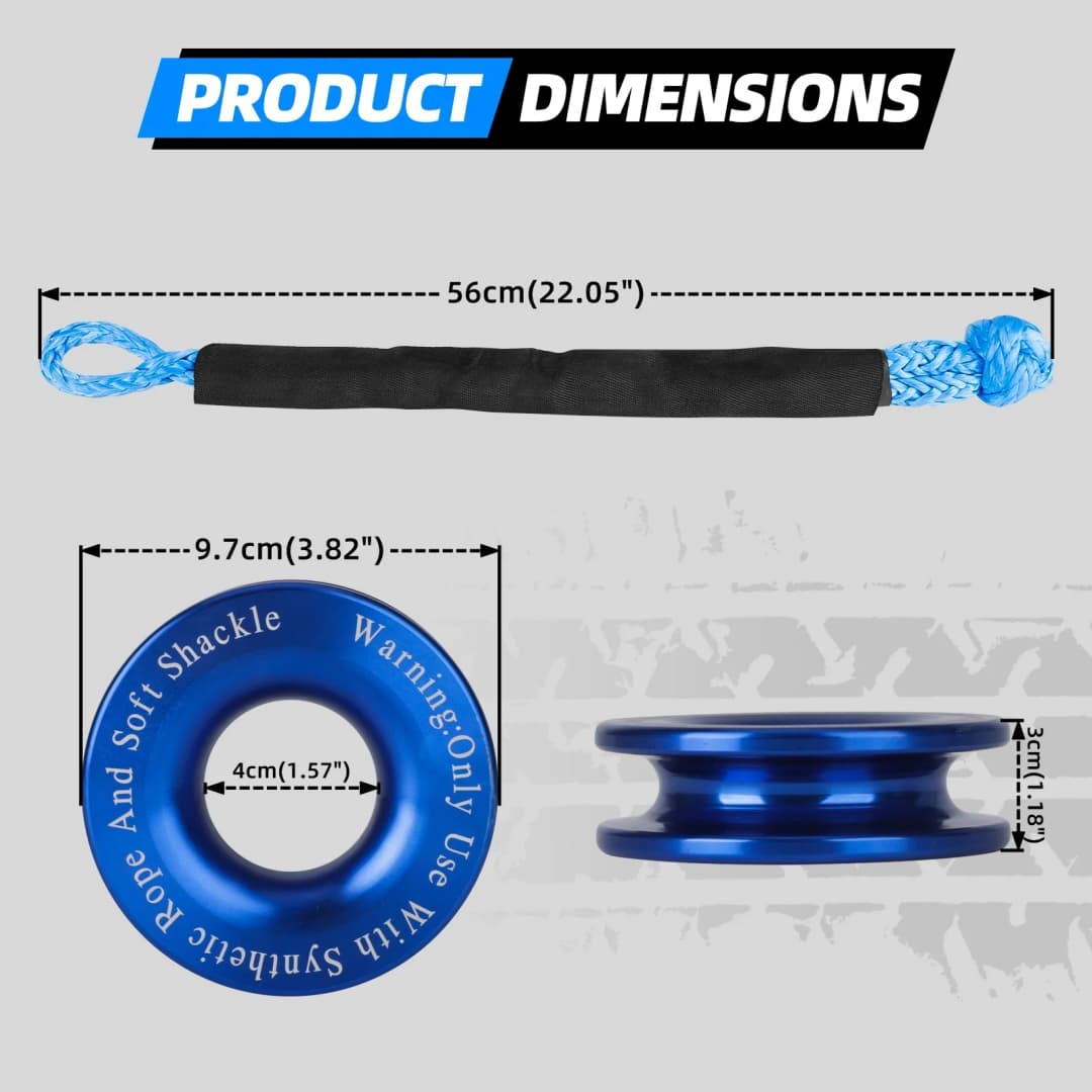 حبل رافعة صناعي لين + مجموعة خواتم استرداد قيود متينة مع غطاء واقي لشاحنة UTV ATV استرداد مركبة - 2