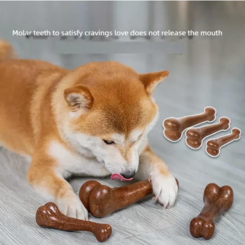 لعبة عض على شكل عظمة للكلاب طبيعية غير سامة تقريبًا غير قابلة للتدمير لعبة عض لمقاومة العض للجراء للكلاب الصغيرة والمتوسطة والكبيرة - 3