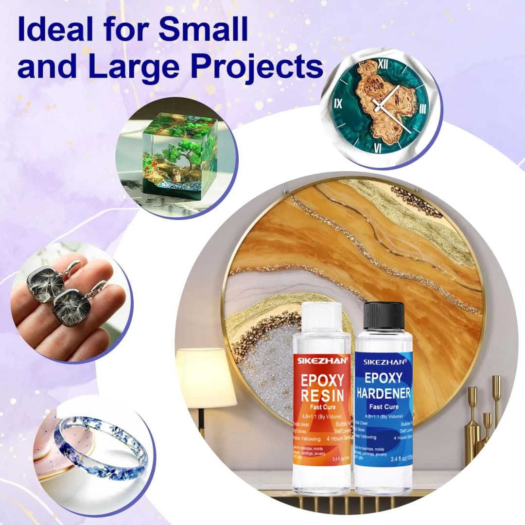 Clear Epoxy Resin AB Glue Hardener Adhesive Kit Super Glue Crystal High Adhesive for DIY Jewelry Crafts Casting Quick Curing - 5