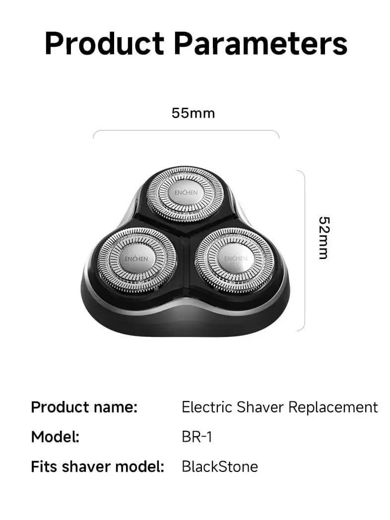 ENCHEN Blackstone's Replacement Electric Shaver Head BR-1 1 Piece Silver 3D Float Tripe Blade Electric Razor Cutter Heads - 5