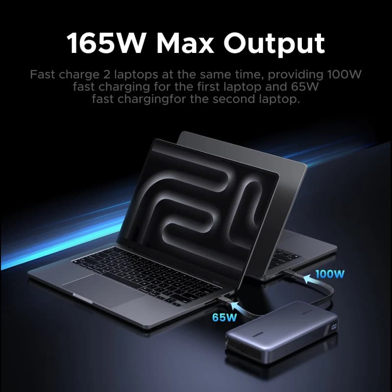 بنك طاقة يو جرين Nexode PD 165 واط 25000 مللي أمبير شاحن سريع محمول 140 واط PD3.1 مع كابلات Type C مزدوجة بطارية خارجية - 2