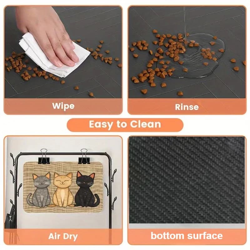 1pc Non-Slip Cat Pattern Pet Feeding Mat,Leakproof Easy to Clean Waterproof Surface to Prevent Stain.Breeds Portable Outdoor Use - 3