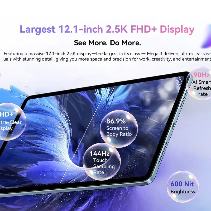 【NEW】 Blackview MEGA 3 Tablet 12.1" 2.5K 90Hz Display Android 15 8800mAh 33W Fast Charging  12GB 256GB 50MP Camera - 4