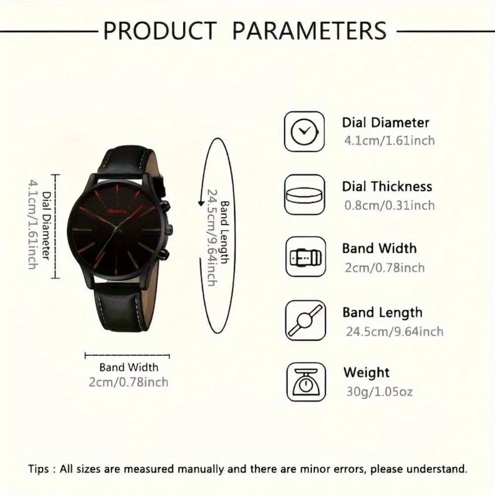 4 قطع/مجموعة، ساعات رجالية كاجوال، طقم ساعات كوارتز بحزام من جلد البولي يوريثان، هدية الأكثر مثالية للرجال! - 4