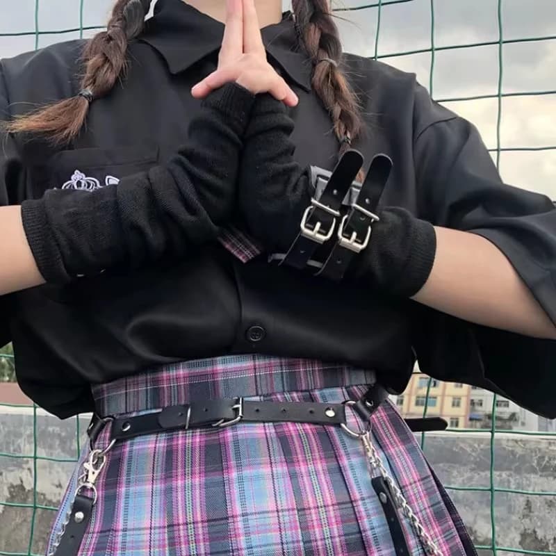 Y2K Gothic Lolita Fingerless Long Gloves JK Punk Hip-hop Winter Arm Cuff Warmer Mitten Cool Girls Unisex Gloves Outdoor Warmer - 6